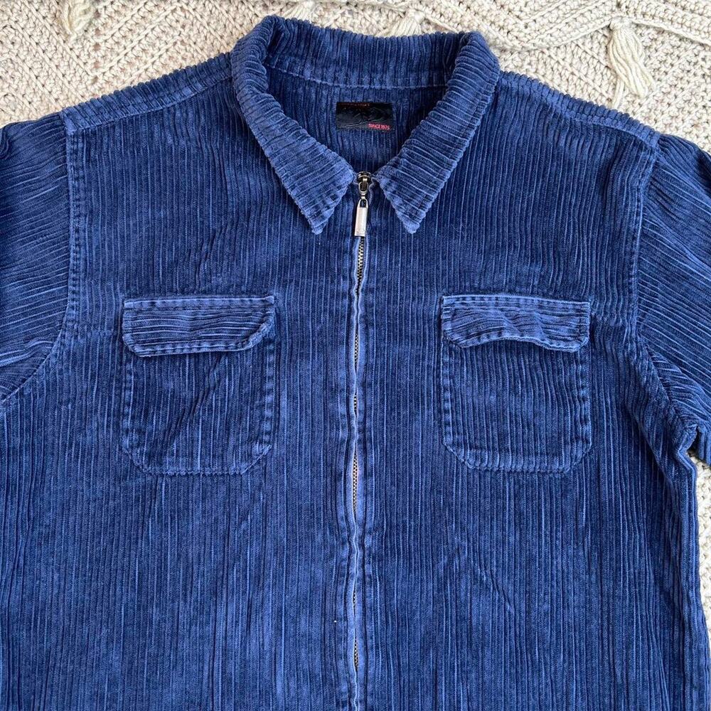 Vintage Blue Corduroy Zip Shirt Size Large - Picture 3 of 7
